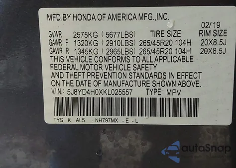 2019 Acura Mdx Tech A-Spec Pkgs из США, поврежденный, VIN 5J8YD4H0XKL025557